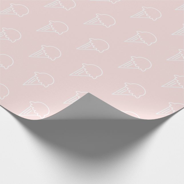 Ice Cream Pattern Modern Pink Wrapping Paper (Corner)