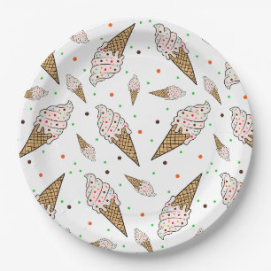 Ice cream pattern paper plates
