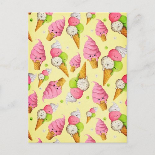 Ice Cream Pattern Postcard