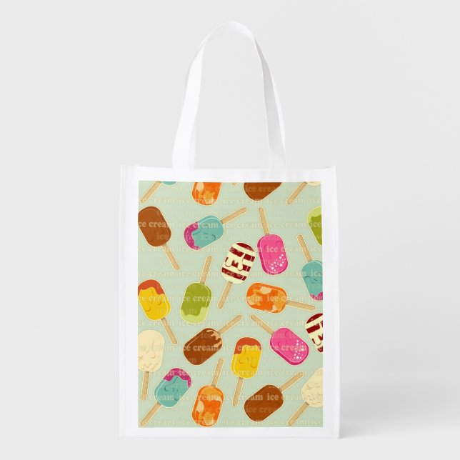 Ice Cream Pattern Reusable Grocery Bag (Front)