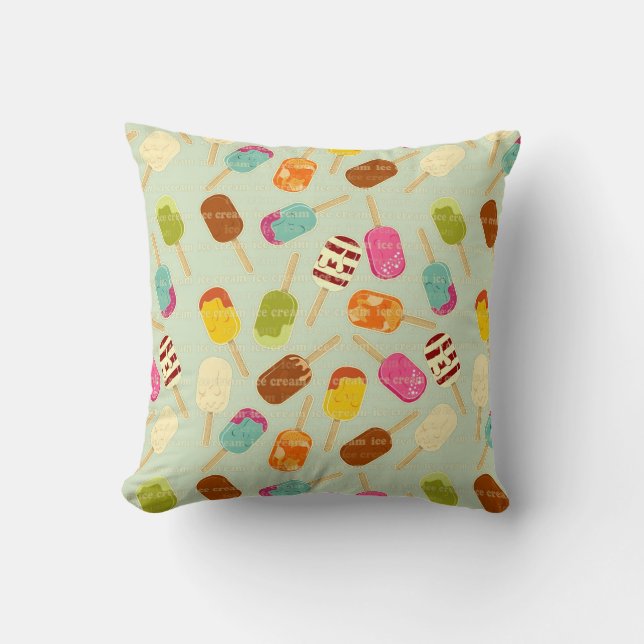 Ice Cream Pattern Throw Pillow (Front)