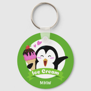 Ice Cream Penguin custom monogram key chains