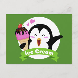 Ice Cream Penguin postcard