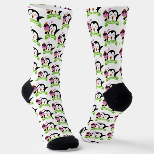 Ice Cream Penguin Socks