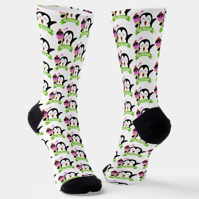 Ice Cream Penguin Socks (Angled)