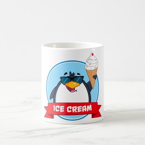 Ice Cream Penguin Wearing Sunglasses Coffee Mug