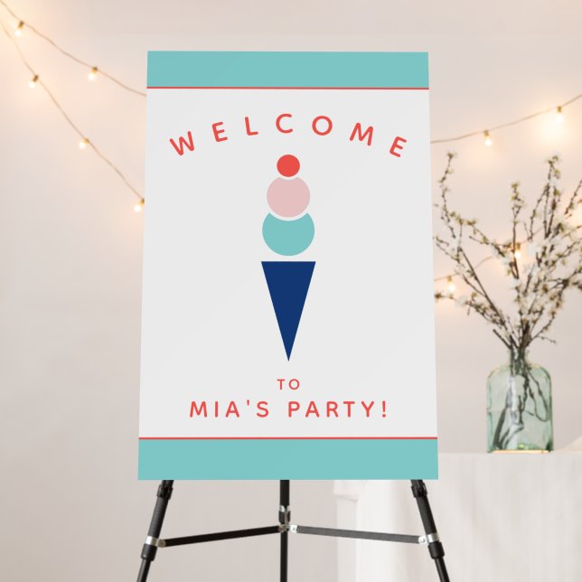Ice Cream Personalized Name Kids Party Foam Board (In Situ (Stand))