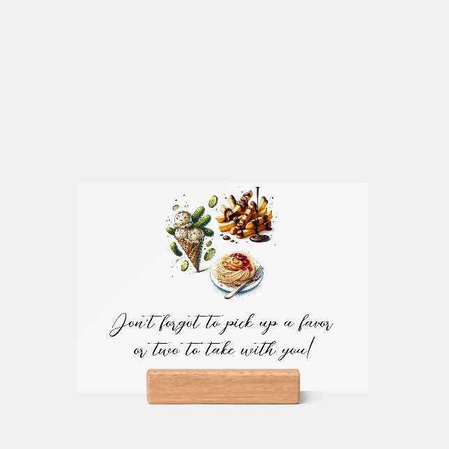 Ice Cream Pickles Cravings Baby Shower Favor Sign Holder (Woodblock)