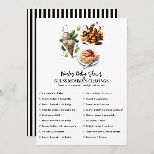 Ice Cream  Pickles Cravings Baby Shower Game  Invitation