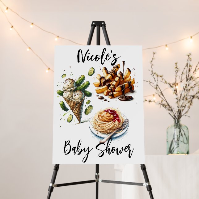 Ice Cream & Pickles Weird Cravings Baby Shower Foam Board (In Situ (Stand))