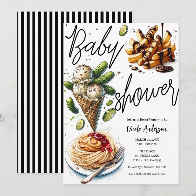Ice Cream & Pickles Weird Cravings Baby Shower Invitation (Front/Back)