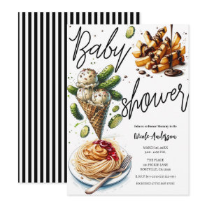 Ice Cream & Pickles Weird Cravings Baby Shower Invitation