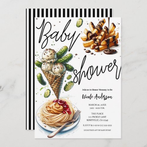 Ice Cream  Pickles Weird Cravings Baby Shower Invitation