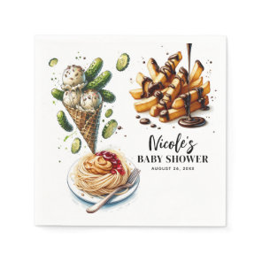 Ice Cream & Pickles Weird Cravings Baby Shower Napkins