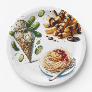 Ice Cream & Pickles Weird Cravings Baby Shower Paper Plates