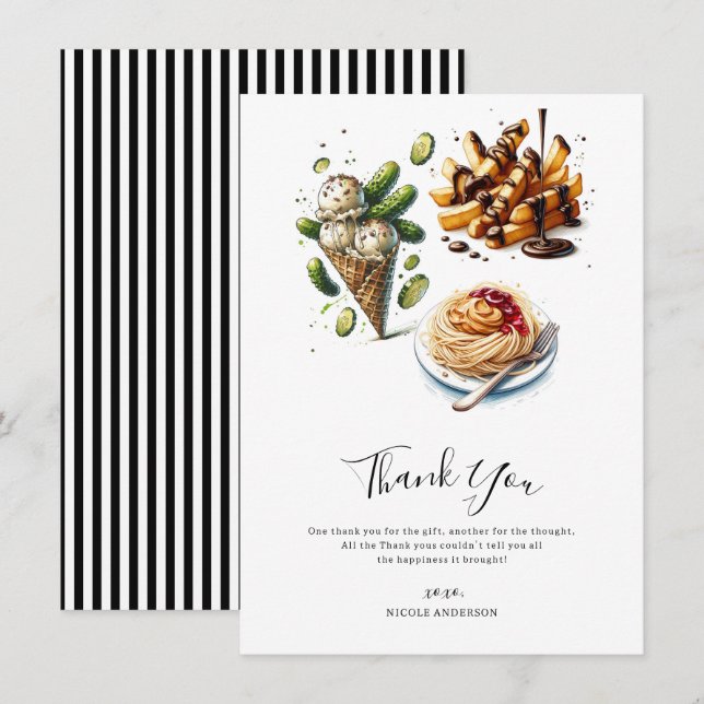 Ice Cream & Pickles Weird Cravings Thank You Invitation (Front/Back)