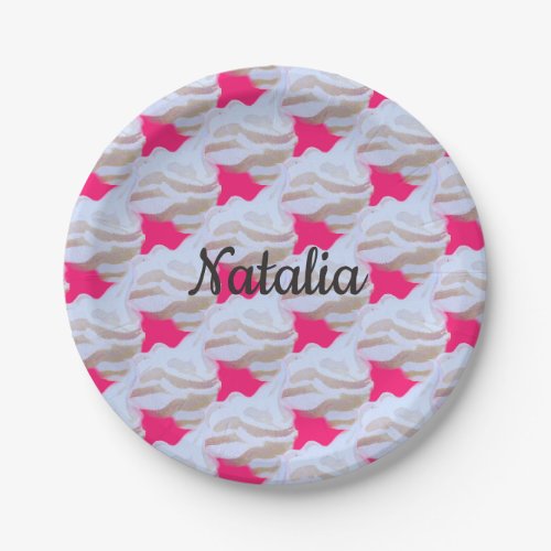 Ice cream pink and white party paper plates