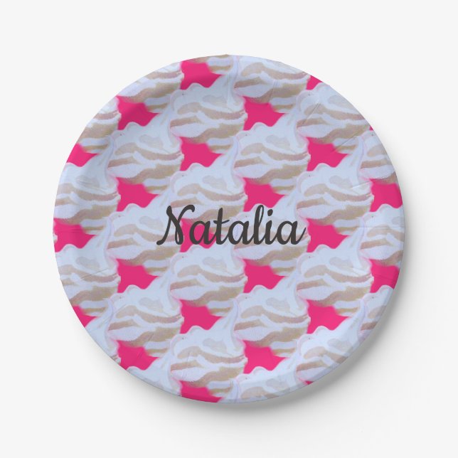 Ice cream pink and white party paper plates (Front)