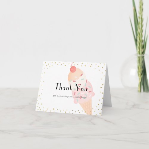 Ice Cream Pink Baby Shower Thank You Card