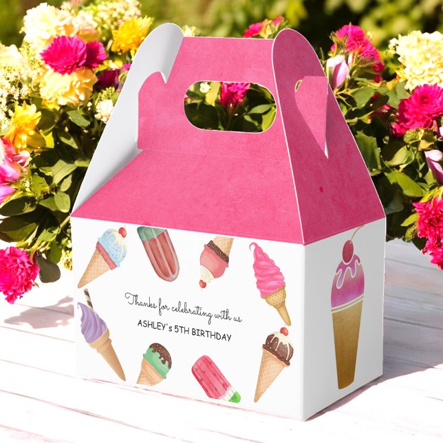 Ice Cream Pink Blue Brown Food Popsicle Favor Box (Creator Uploaded)