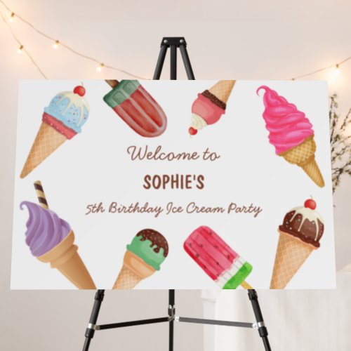 Ice Cream Pink Blue Popsicle Summer Party  Foam Board