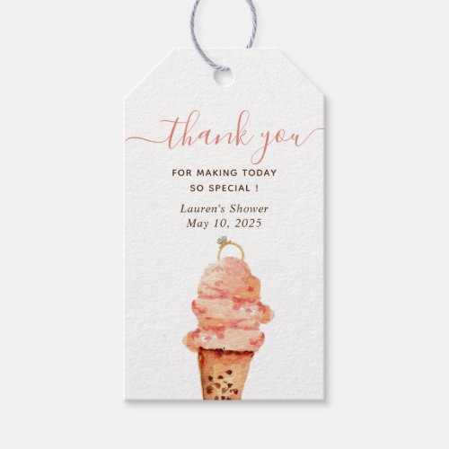 Ice Cream Pink Bridal shower Thank you Gift Tags