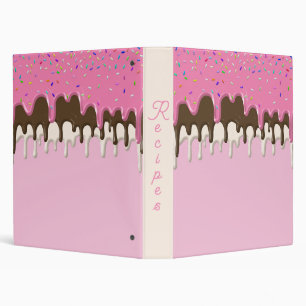 Ice cream pink frosting sprinkles drip 3 ring binder