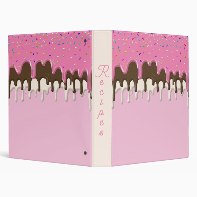 Ice cream pink frosting sprinkles drip 3 ring binder (Background)