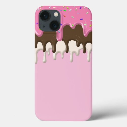 Ice cream pink frosting sprinkles drip iPhone 13 case
