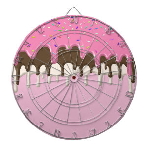 Ice cream pink frosting sprinkles drip dart board