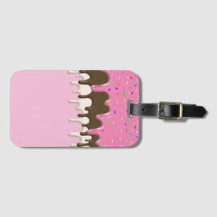 Ice cream pink frosting sprinkles drip luggage tag