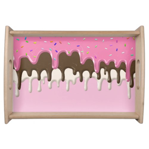 Ice cream pink frosting sprinkles drip serving tray