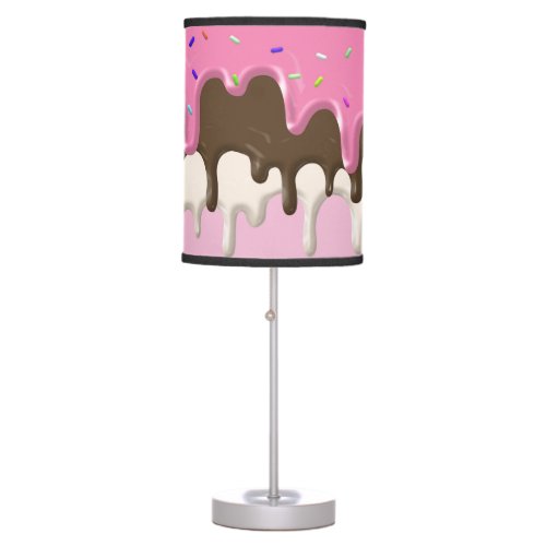 Ice cream pink frosting sprinkles drip table lamp