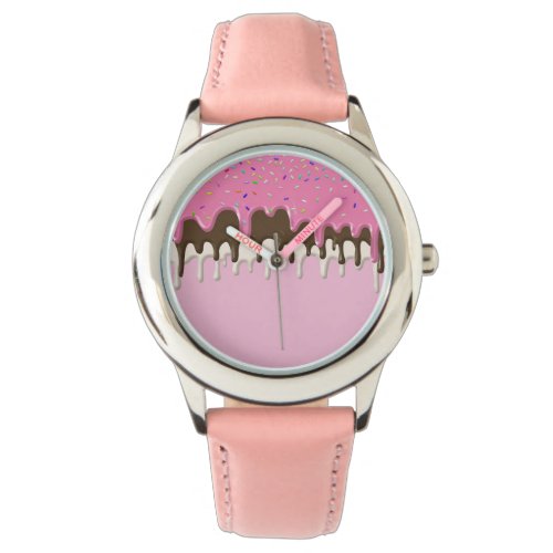 Ice cream pink frosting sprinkles drip watch