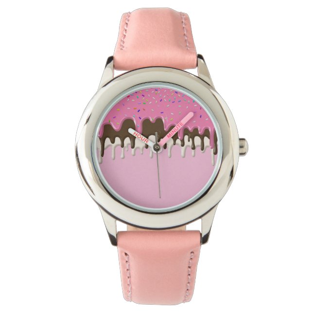 Ice cream pink frosting sprinkles drip watch (Front)