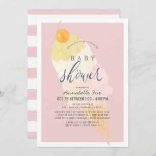 Ice Cream Pink Girl Drive-by Baby Shower Invitation
