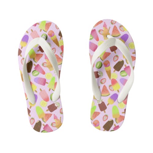 Ice Cream Pink Kids Flip Flops