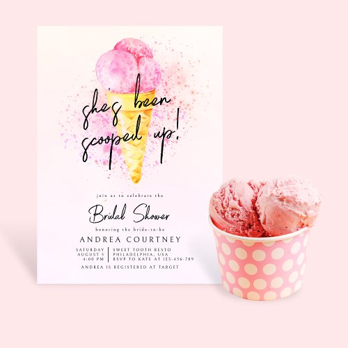 Ice cream Pink Shes been Scooped up bridal shower Invitation