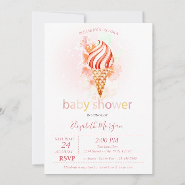  Ice cream Polka Dots Baby Shower Invitation (Front)