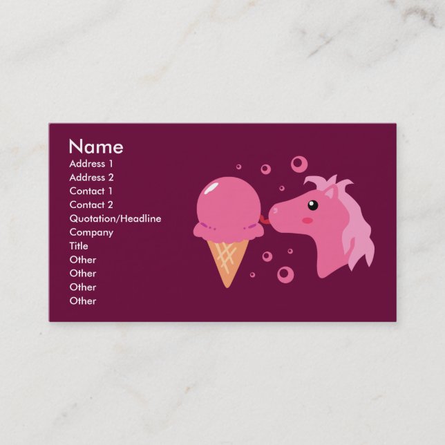Ice Cream Pony Business Cards (Front)