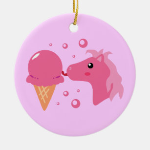 Ice Cream Pony Ceramic Ornament