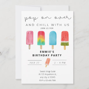 Ice cream Pool Birthday Invitation Pop On Over