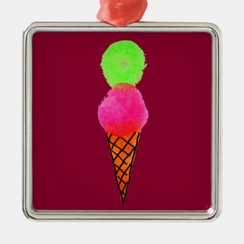Ice cream pop art metal ornament