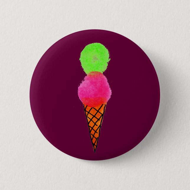 Ice cream pop art pinback button (Front)