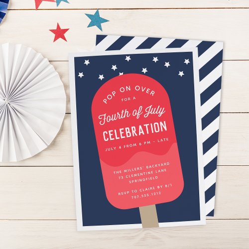 Ice Cream Pop Fourth of July Party Invitation