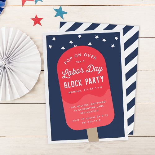 Ice Cream Pop Labor Day Weekend Party Invitation