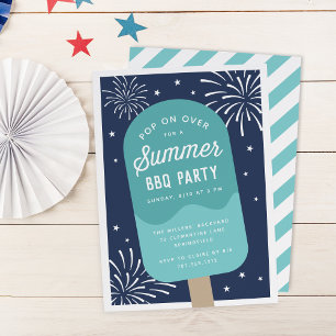Ice Cream Pop Summer BBQ Party Invitation