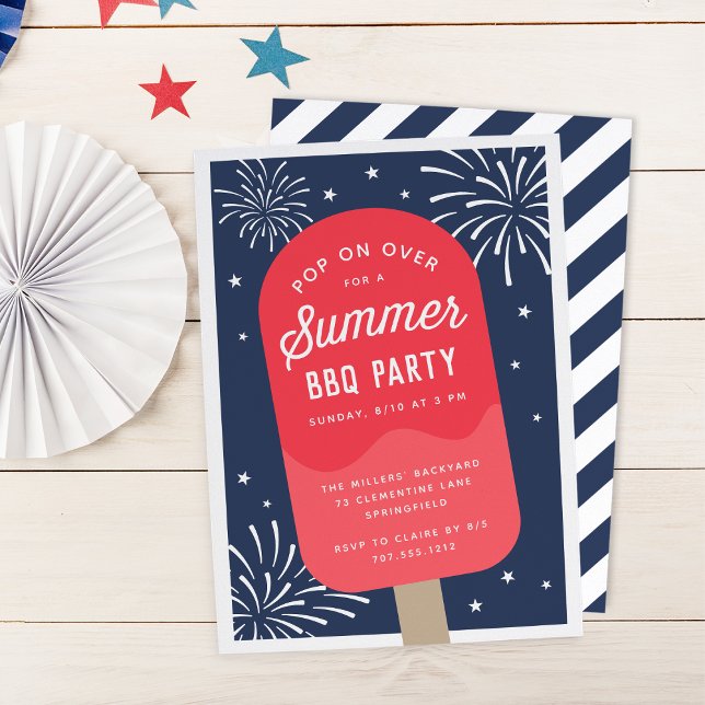Ice Cream Pop Summer BBQ Party Invitation (Creator Uploaded)