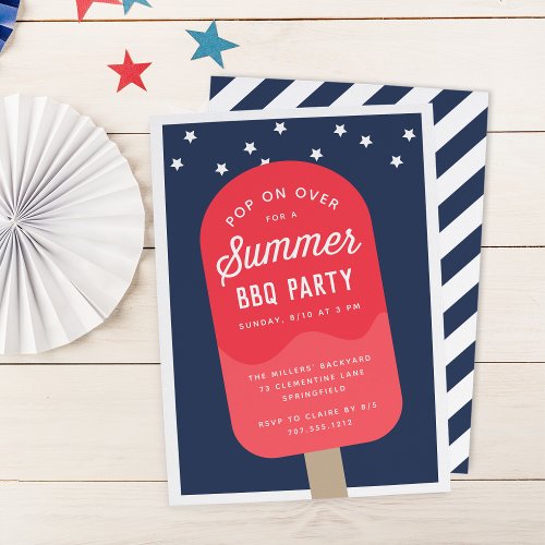 Ice Cream Pop Summer BBQ Party Invitation