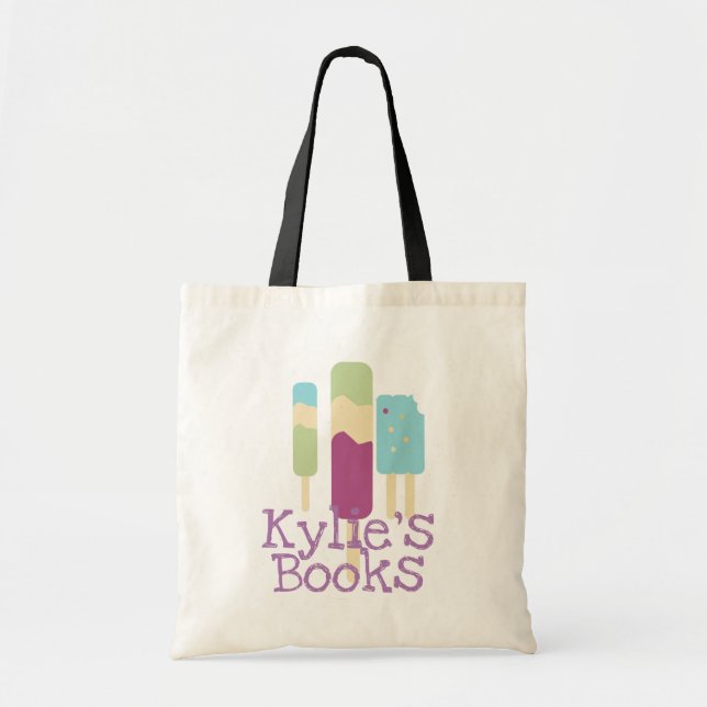 Ice Cream Pop Summer Sweet Illustration Library Tote Bag (Front)